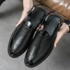Breathable Sandals Men Shoes Baotou Weave Pattern PU Splicing Back Strap Buckle Fashion Casual Daily AD147 2d36