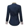 Women's Blouses 2022 Ladies Shirt Office Long-sleeved Lapel Waist Tight-fitting Button All-match Formal Occasion Commuter Shirts