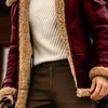 メンズジャケットの男性パッド付きレザージャケットファーラペルカラー長袖フェイクシープスキンカシミア厚いコート中世のヴィンテージウィンター