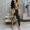 Kvinnor Tv￥bitar byxor Spring Fashion Shirt Suit Autumn Casual Print L￥ng￤rmad elegant toppar Pant Set Female Clothing 220829