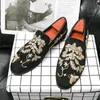 Loafers Men Shoes Black Faux Suede Exquisite Embroidery Fashion Business Casual Everyday Versatile AD009