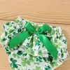 Kleidungssets Baby Mädchen St. Patrick's Day Kleidungsset Brief Body Strampler Kleeblatt Shorts Stirnband 0-18 Monate Geborenes Kleinkind Festival Outfits