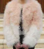 Women's fur Faux Fur new fashion Fire chicken ostrich s long sleeves feather stitching fur coat L220829