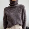 Pulls pour femmes femmes 2022 hiver lâche col roulé à manches longues femmes épaissi couleur unie minimaliste pull tricoté pull