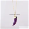 Pendant Necklaces New Vintage Quartz Crystal Necklace Pendant For Women Gold Chain Natural Stone Amethyst Necklaces Pe Dhseller2010 Dhfza