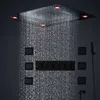 2022 Lüks Led Duş Seti Banyo 24 inç Büyük Şelale Yağmur Duş Başlıkları Termostatik Valf Karıştırıcı Banyosu Siyah Musluk