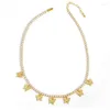 ペンダントネックレスFlola CZ Pave Rhinestone Shining Butterfly Charms Necklace for Women for Gold Curb Link Chain Heart Luxury Jewelry nkeu27