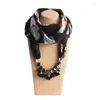 Pendentif colliers 2022 fleurs colorées impression foulard en mousseline de soie collier pour femmes silencieux bijoux