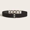 Belts Gold Chain Buckle Women Belt Elastic Wide For Ladies Big Plus Femal Waistband With Rivet Decoration