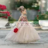 Girl Dresses Dusty Pink Flower First Communion Red Rose Appliques Spaghetti Strap A-Line Princess Gown Vestido De Novia