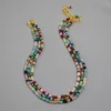 Choker dames mode collier de perles de pierres pr￩cieuses naturelles color￩es avec bijoux d'￩t￩ plaqu￩ or