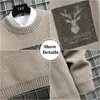 Męskie swetry Spring Vintage OversizeS S -Knitted Deer Print Pullover Hip Hop Harajuku White 220829