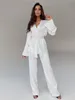 Women's Sleep Lounge Solid Color Pyjamas for Women Robe Set Hela ￤rmar Kvinnors hemkl￤derbyxor Satin Nightgowns Spring Loungewear 220827
