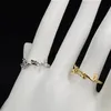 Vintage lettre motif concepteur anneau ouvert couple pour femmes amateurs de mariage de fêtard cadeau bijoux avec boîte