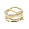 CZ Diamond Line Plaqué or jaune Swirl RING Bijoux de mariage pour femmes pour bagues cadeaux petite amie en argent 925 avec boîte d'origine set6225051