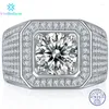 Pierścienie klastrowe Vinregem oryginalne 925 srebrne runda 5ct vvs1 przełęcz Test Diamonds D Color Moissanite for Women Men Dift Drezka