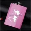 Hip Flasks 8Oz Stainless Steel Wine Pot Plum Red Metal Flask Modern Fashion Woman Travel Lady Drink Beauty Pattern Bottle Carshop2006 Dhrt6