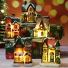 Kerstversiering LED Huis Micro Landschap Hars Kerst Scène Huizen Licht Ornament Nieuwjaar Tafeldecoratie Kerstman Geschenken TH0203