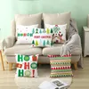 Cushion Household Decoration Accessories Christmas Pillow Case Cartoon English Letters Printed Peach Skin Velvet Cover