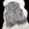 Womens Fur Faux HSPL Vest Real Rabbit Women Gilet med trimning TASSLES Kvinnlig väst Lady Colete Feminino de Inverno 220829