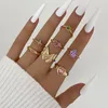 Модное геометрическое сердечное кольцо, набор для женщин красочная винтажная пара бабочек кольца кольца