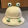 Stingy Brim Hats Cute Cartoon Frog Fisherman Hat Outdoor Sunshade Bucket Hat