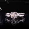 Solitaire Ring Wedding Rings Natural Diamond Halo Engagement Classic Snowflake 18k White Gold 022CTTW Real For Women 220829