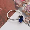 НОВОЕ блестящее эффектное кольцо Halo для женщин, стерлинговое серебро 925 пробы, синий драгоценный камень, свадебные дизайнерские украшения для колец с бриллиантами CZ, комплект с оригинальной коробкой7133885