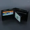 Portafogli 2022 da uomo in vera pelle Mini portamonete con cerniera porta carte di credito porta soldi portamonete maschio sottile piccolo nero