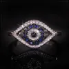 Pierścienie zespołu punk żeński niebieski krystaliczny kamienny pierścień urok cyrkon sier kolor 2021 obrączki dla kobiet delikatne złe oko puste zaręczyny dh5vp