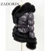 Fourrure pour femmes Zadorin 2022 Hiver ry Chaud Faux Femmes Manches Détachables Et Cap Manteau En Fausse Fourrure Patchwork Blanc Duvet De Canard Vestes L220829