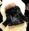 Women's fur Faux New 100% Whole Skin Rabbit Coat Luxury Real Natural Raccoon Hood Full Fur Vest Wholesale WSR50 L220829
