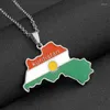 Pendant Necklaces Kurdistan Map Necklace For Women Sliver Color Chains Enamel Flag Pendants Stainless Steel Collar Jewelry Gift