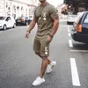 Treno masculino Summer Summer Men Solid Color Multicolor Opcional T-shirt Terne de manga curta Casual Streetwear Duas peças