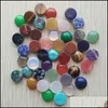 Stone 12Mm Assorted Natural Stone Flat Base Round Cabochon Green Pink Cystal Loose Beads For Necklace Earrings Jewelry Clo Lulubaby Dhh2G