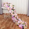 2M haut de gamme blanc Rose hortensia fleur artificielle rangée mariage fête toile de fond Table pièce maîtresse décoration arc route cité Floral