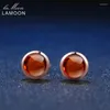 Saplama Küpe Lamoon Classic 6mm 1.1ct% 100 Doğal Kırmızı Garnet 925 STERLING Gümüş Takı S925 LMEI022