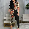 Kvinnor Tv￥bitar byxor Spring Fashion Shirt Suit Autumn Casual Print L￥ng￤rmad elegant toppar Pant Set Female Clothing 220829