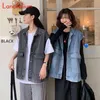 Женские жилеты BF Blue Denim Женский Vintage 8 размер корейский большой карман Black Jean Vest Kpop Рукокачественные кардиган