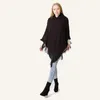 Bérets Femmes Hiver Chaud Tricoté À Capuchon Poncho Cape Couleur Unie Crochet Frangé Gland Châle Wrap Surdimensionné Pull Manteau Pull Top