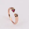 Czerwony CZ diament miłość serce otwarty pierścionek różowe złoto kobiety dziewczęta biżuteria ślubna dla pandora 925 Sterling Silver prezent dla dziewczyny pierścionki z oryginalnym pudełkiem