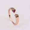 Red CZ diamond Love Heart Open RING Rose Gold Women Girls Wedding designer Jewelry For pandora 925 Sterling Silver girlfriend Gift Rings with Original Box