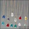 Hangende kettingen 12 kleuren geboortesteen water drop hanger traanglas kristal charme ketting vrouwen sieraden levering 2021 mjfashion dhlvw