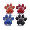 Charms Strass Zampa di cane Bottone a pressione Charms a cuore Risultati dei gioielli 18Mm Bottoni automatici in metallo Bracciale fai da te Gioielli Wholesal Lulubaby Dhagj