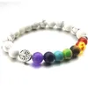 Braccialetti con ciondoli Albero della vita 8Mm Sette chakra Bracciali Perline di pietra turchese bianca Charms Bracciale elastico Pray Beaded Han Lulubaby Dh3Ac