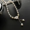 Anhänger Halsketten Riesige Knospe Perlen Halskette Blume Charme Quaste Choker Vintage-Schmuck Für Frauen Süßwasser Perle Zubehör Mädchen Geschenk