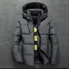 Men's Down Winter Warm Men Jacket Coat Casual Autumn Stand Collar Puffer Thick Hat White Duck Parka Male With Hood