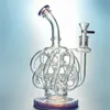 Unico 12 tubi riciclatori Narghilè Super Cyclone Bong in vetro Pyrex Tubi per acqua spessi 4 mm Giunto femmina 14 mm Verde viola Olio Dab Rigs con ciotola