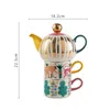 Englische Nachmittagskaffee-Tee-Sets, handbemalte Goldkanne, 2 Tassen, kreatives Geschenk, Keramik-Teetasse