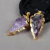 Anhänger-Halsketten BOROSA Goldfarbene Pfeilspitzen-Roh-Amethyst-Perlen G0697